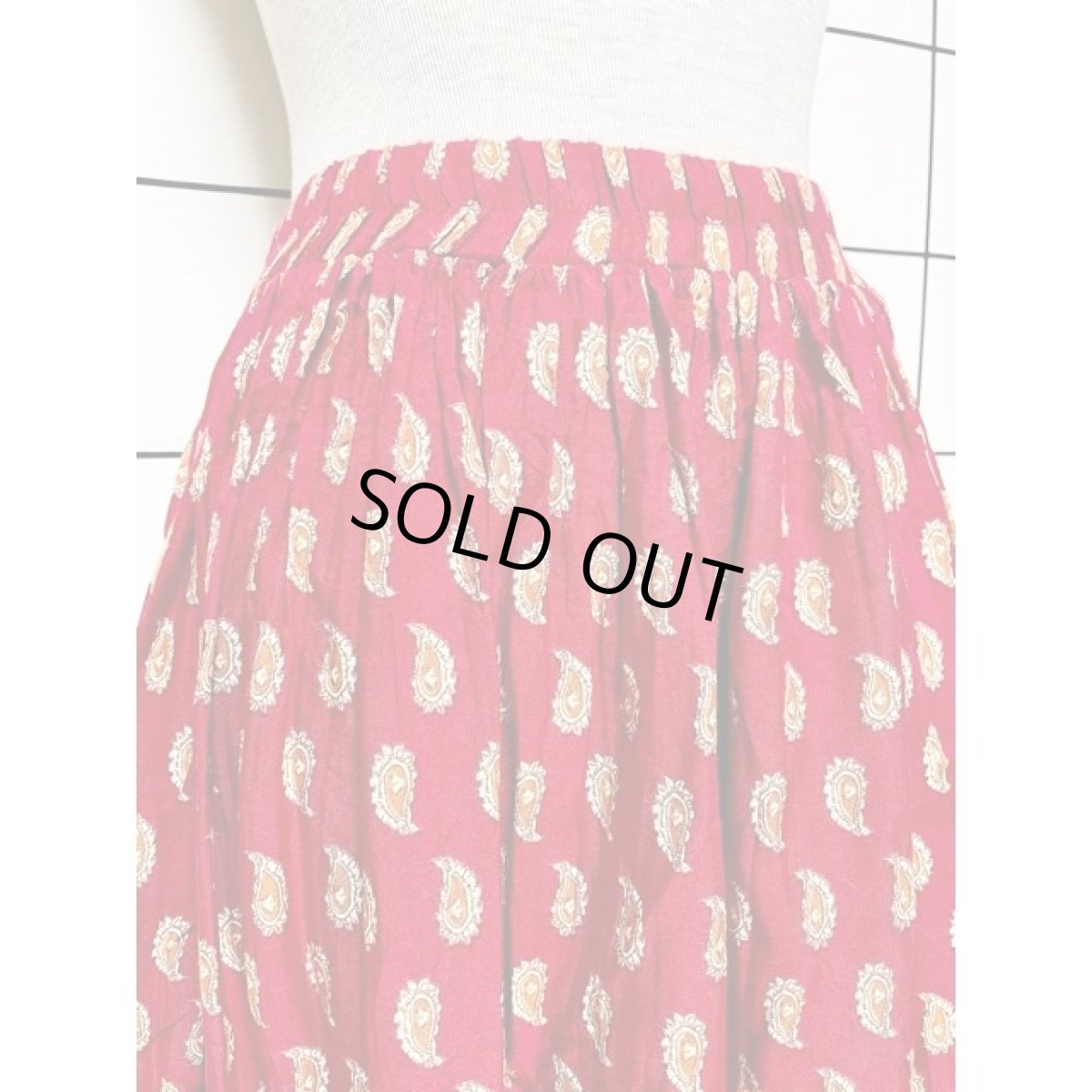 画像3: ペイズリー エスニック調 ウエストゴム レトロ Mexico 古着 ヴィンテージロングスカート (3)