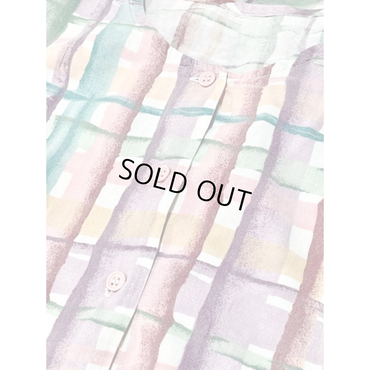 画像9: チェック柄 肩リボン レトロ アメリカ古着 ノースリーブ ヴィンテージワンピース (9)