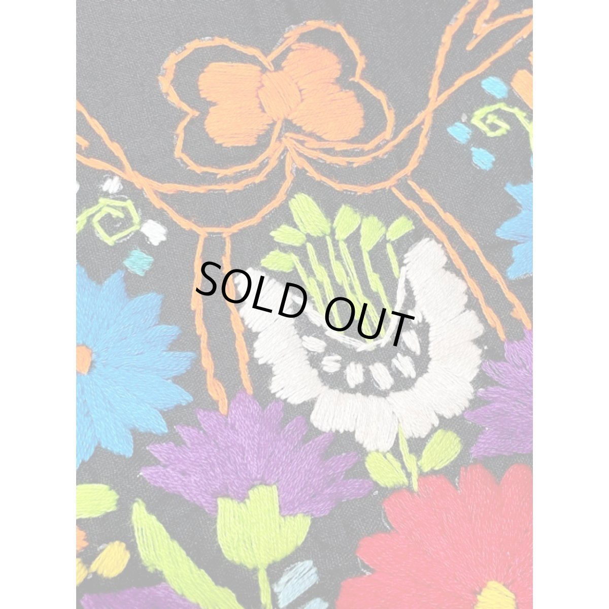 画像17: メキシカン刺繍 鳥刺繍 ブラック 黒 フォークロア 半袖 レトロ Mexico 古着 ヴィンテージメキシカンドレス (17)