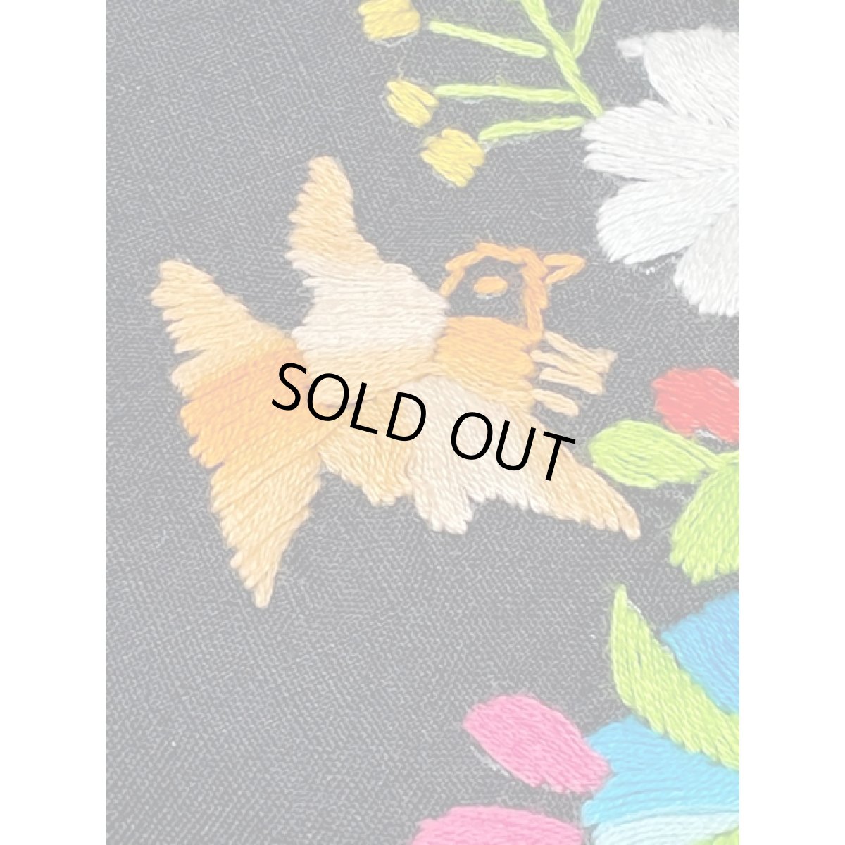 画像14: メキシカン刺繍 鳥刺繍 ブラック 黒 フォークロア 半袖 レトロ Mexico 古着 ヴィンテージメキシカンドレス (14)