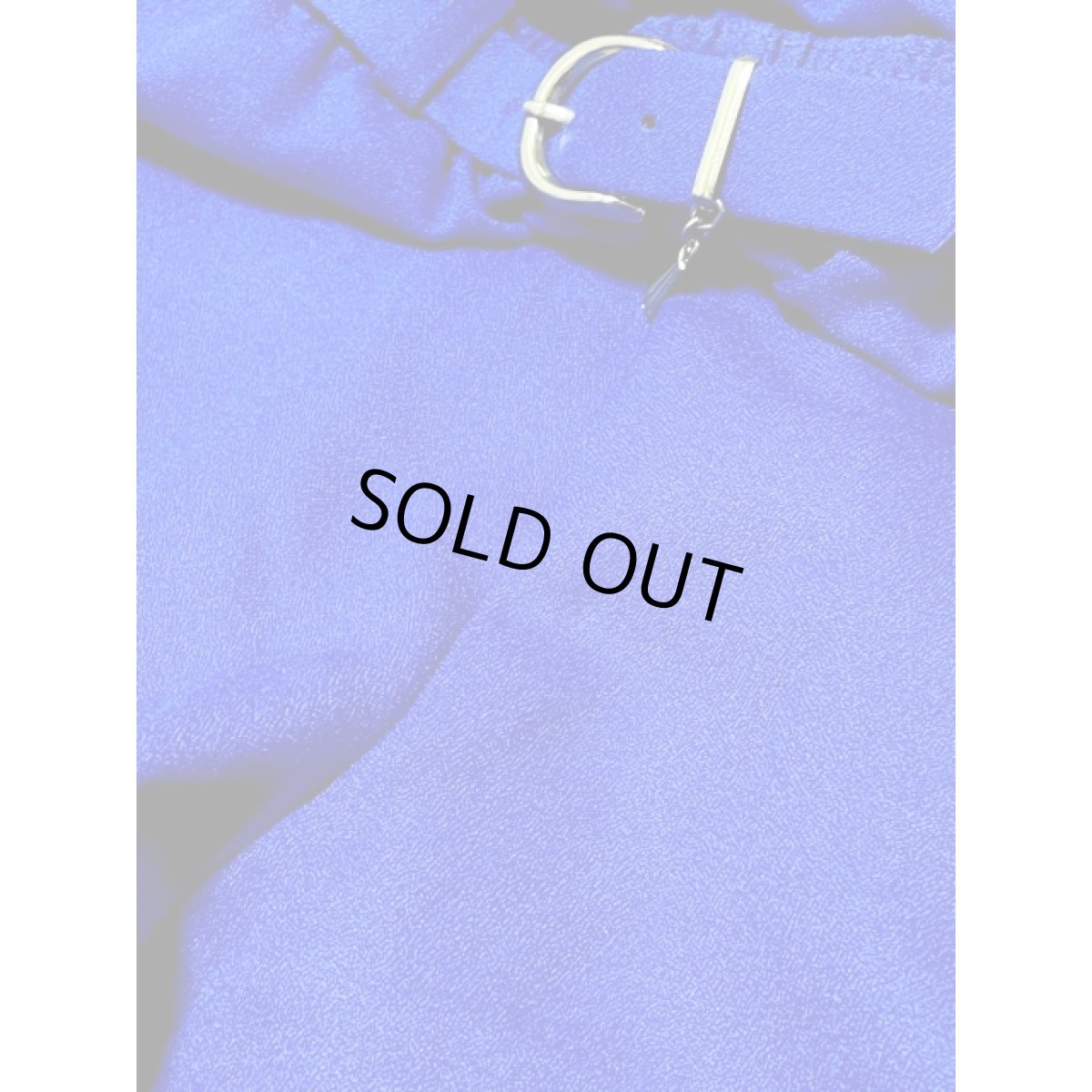 画像9: カナダ製 ブルー 無地 ベルト付 ウエストゴム レトロ 古着 ヴィンテージパンツ (9)