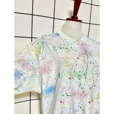 画像6: アート柄 ホワイト ウエストゴム レトロ 古着 半袖 シャツ ヴィンテージロングTシャツ (6)