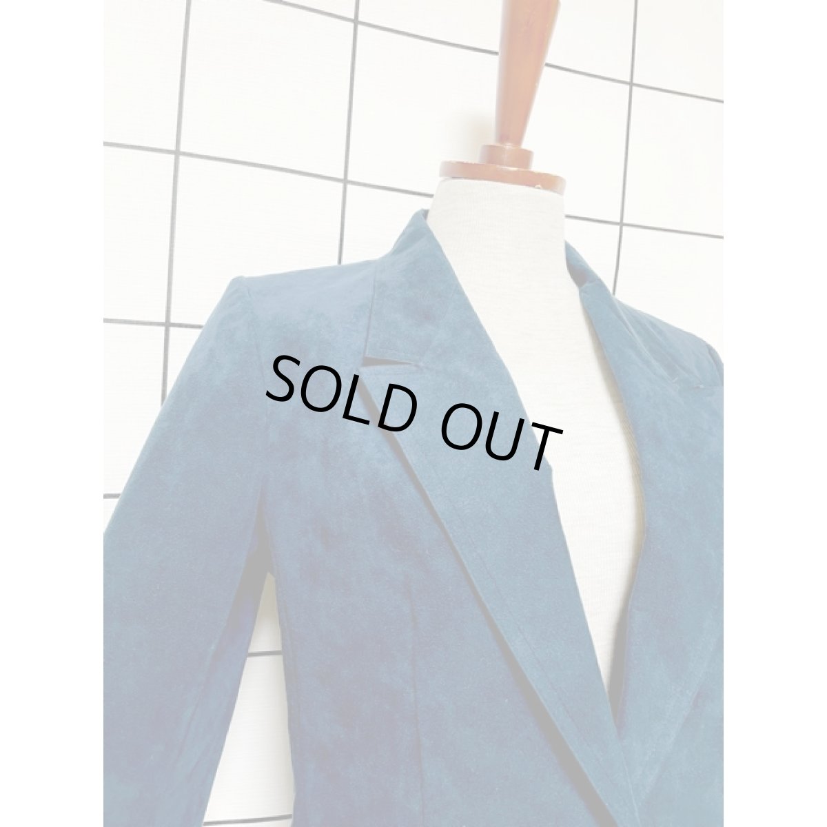 画像6: フェイクレザー ネイビー シングルボタン レトロ アメリカ古着 ヴィンテージジャケット (6)