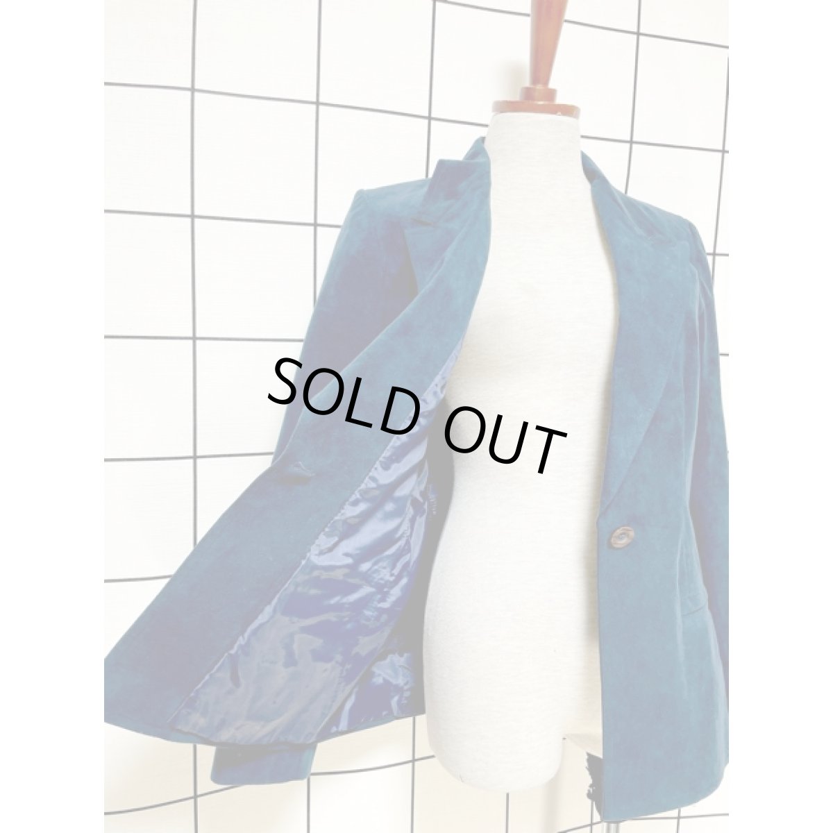 画像8: フェイクレザー ネイビー シングルボタン レトロ アメリカ古着 ヴィンテージジャケット (8)