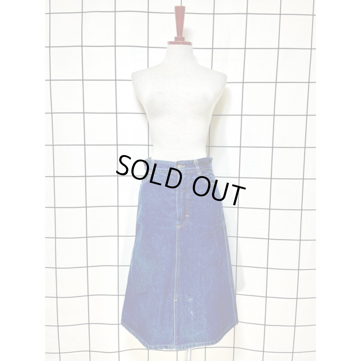 画像4: フランス製 デニム 無地 レトロ アメリカ古着 ヴィンテージスカート (4)