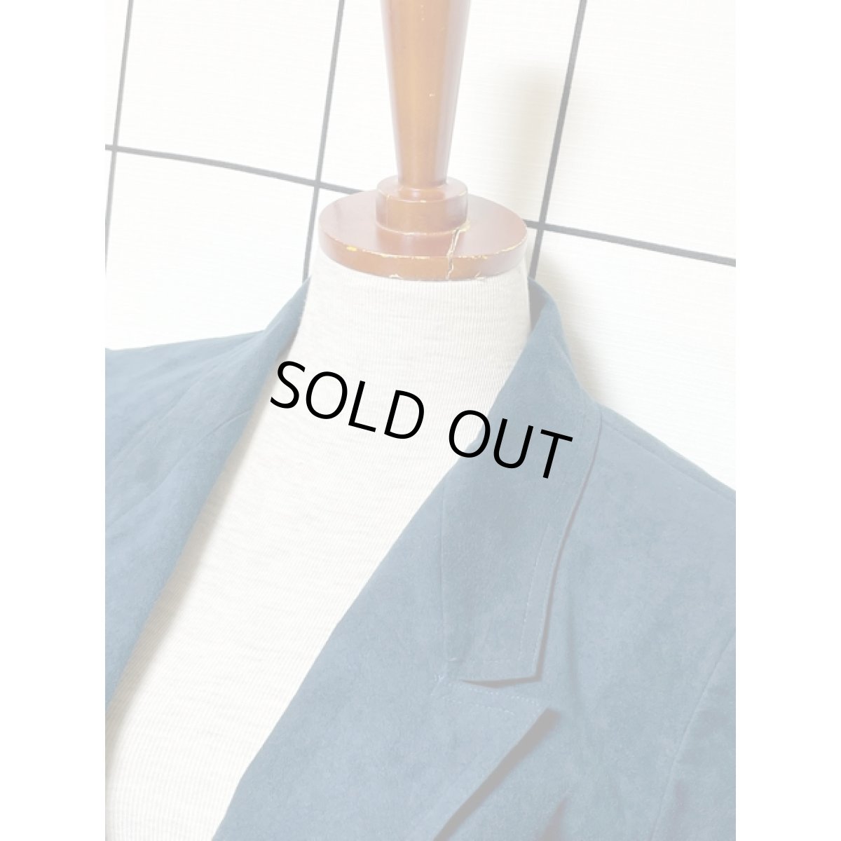 画像4: フェイクレザー ネイビー シングルボタン レトロ アメリカ古着 ヴィンテージジャケット (4)