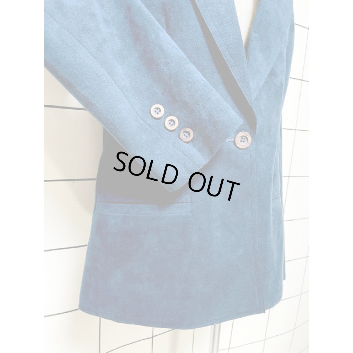 画像7: フェイクレザー ネイビー シングルボタン レトロ アメリカ古着 ヴィンテージジャケット (7)