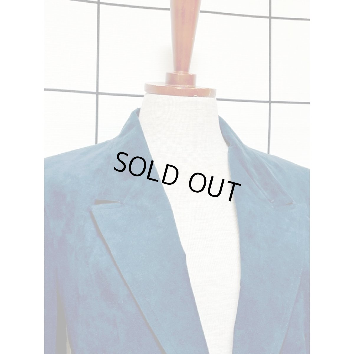 画像5: フェイクレザー ネイビー シングルボタン レトロ アメリカ古着 ヴィンテージジャケット (5)