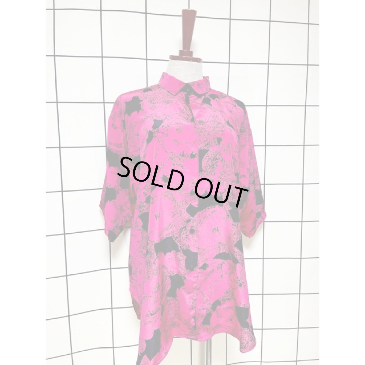 画像3: アート柄 バイカラー レトロ アメリカ古着 シャツ ヴィンテージブラウス (3)