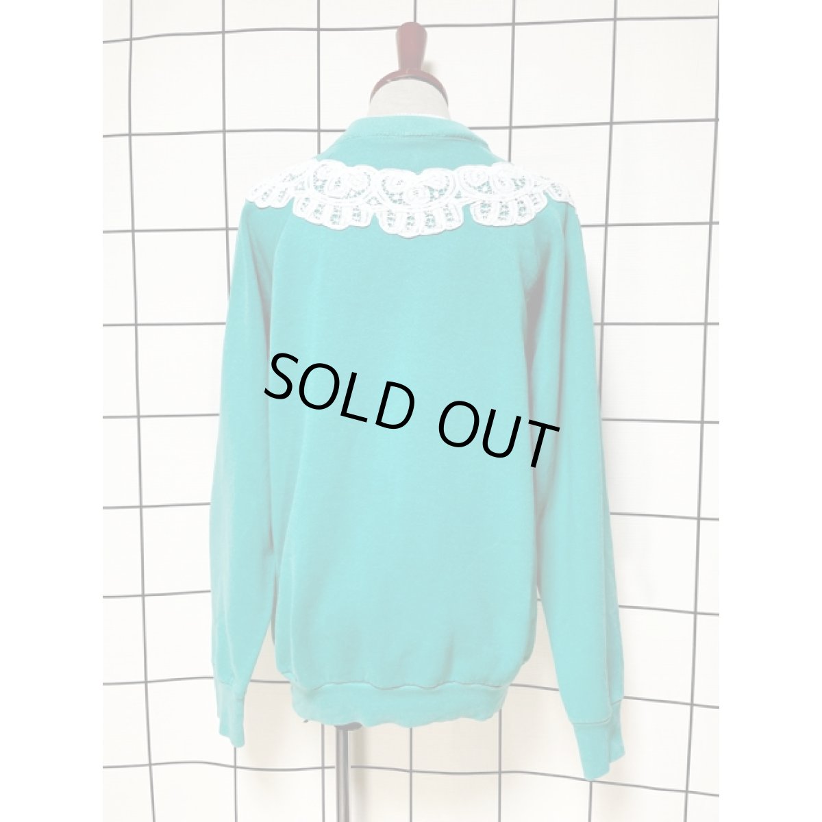 画像2: レース グリーン レトロ アメリカ古着 ヴィンテージスウェット (2)