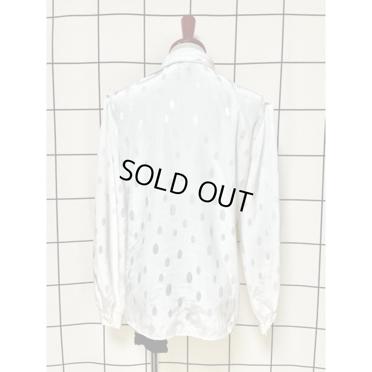 画像2: カナダ製 CANADA 楕円ドット織り ホワイト タック レトロ アメリカ古着 長袖 シャツ ヴィンテージブラウス (2)