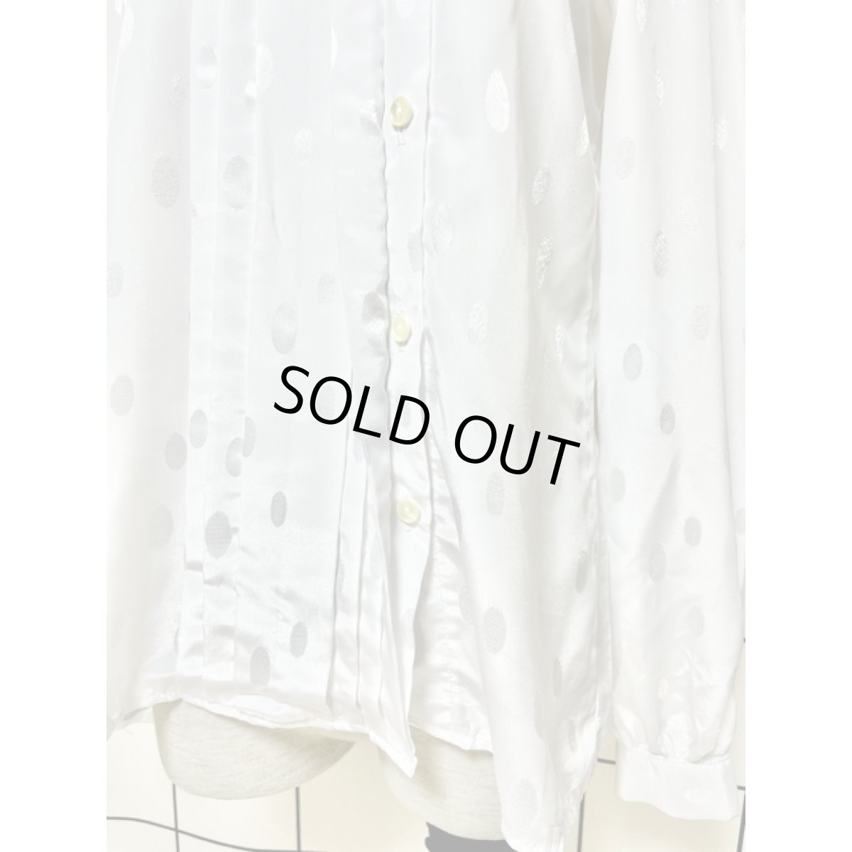 画像10: カナダ製 CANADA 楕円ドット織り ホワイト タック レトロ アメリカ古着 長袖 シャツ ヴィンテージブラウス (10)