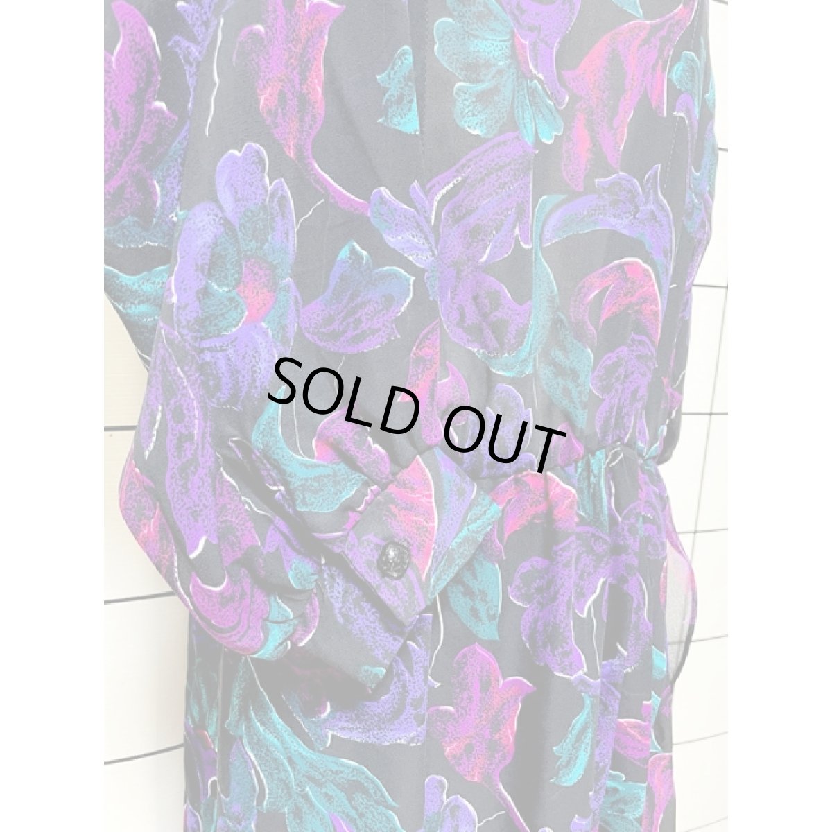 画像7: UNIONMADE 花柄 アート調 ウエストゴム 長袖 レトロ アメリカ古着 ヴィンテージワンピース (7)