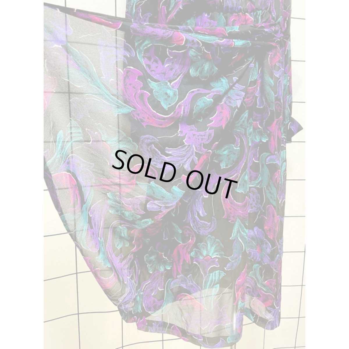 画像9: UNIONMADE 花柄 アート調 ウエストゴム 長袖 レトロ アメリカ古着 ヴィンテージワンピース (9)