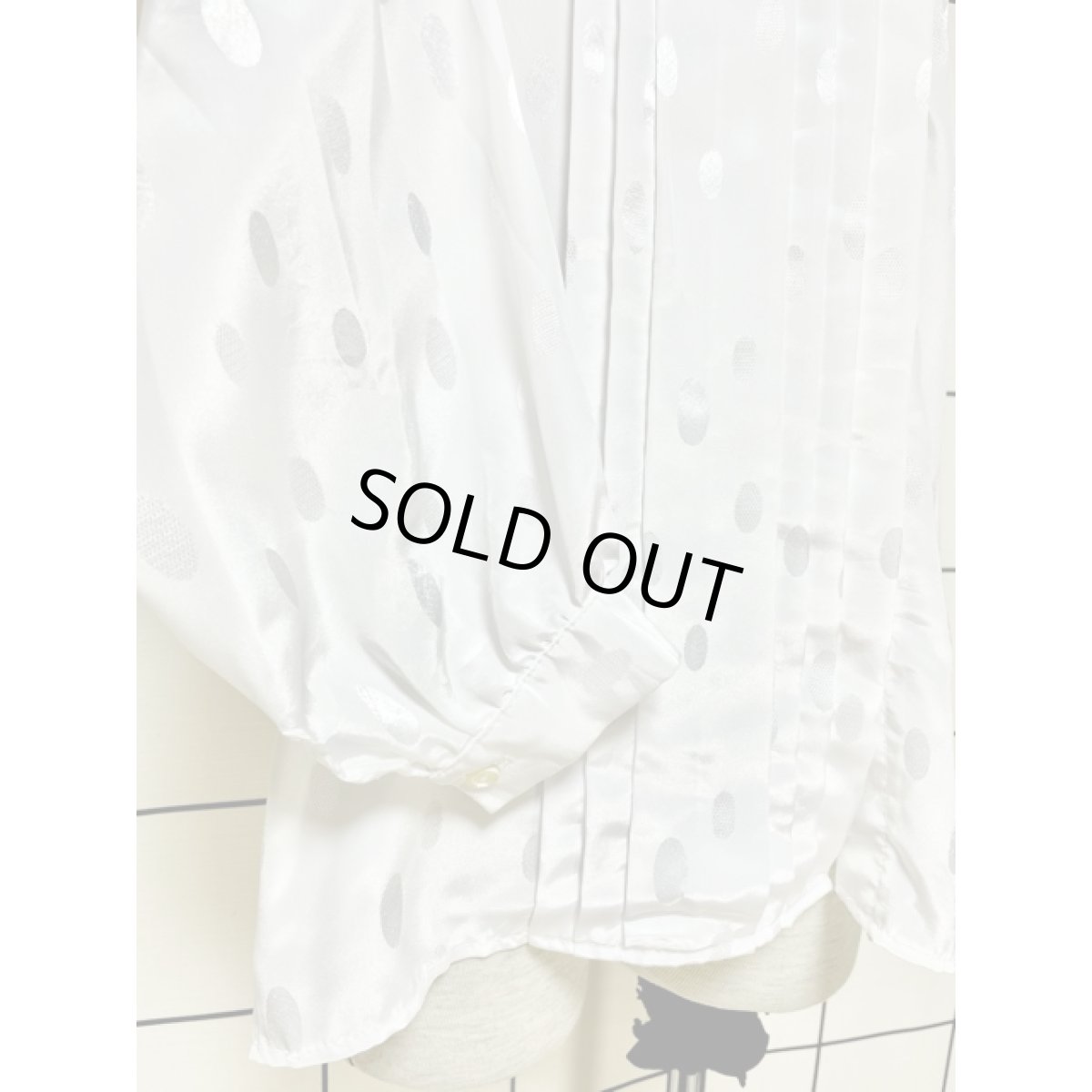 画像7: カナダ製 CANADA 楕円ドット織り ホワイト タック レトロ アメリカ古着 長袖 シャツ ヴィンテージブラウス (7)