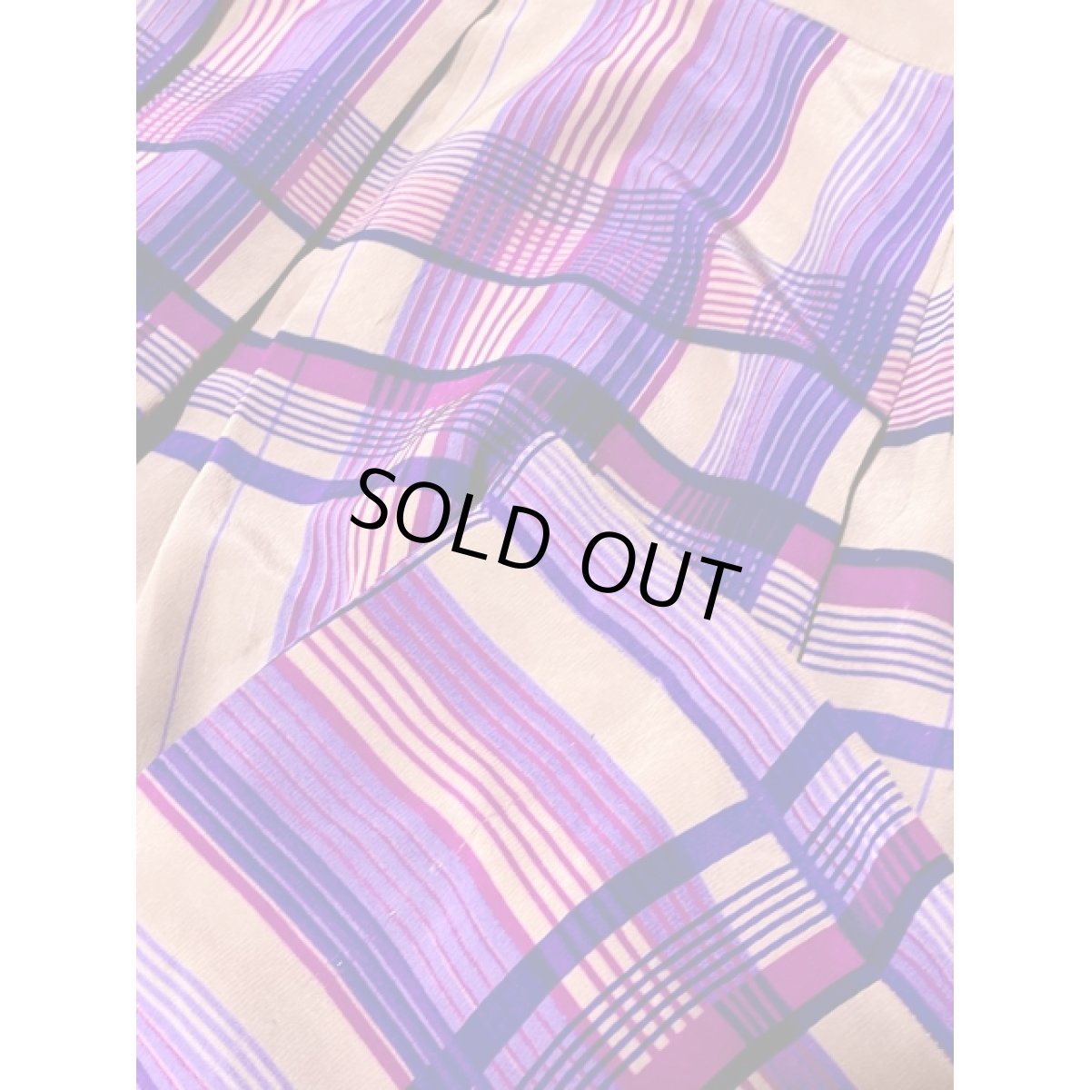 画像7: チェック パープル レトロ アメリカ古着 スカート (7)