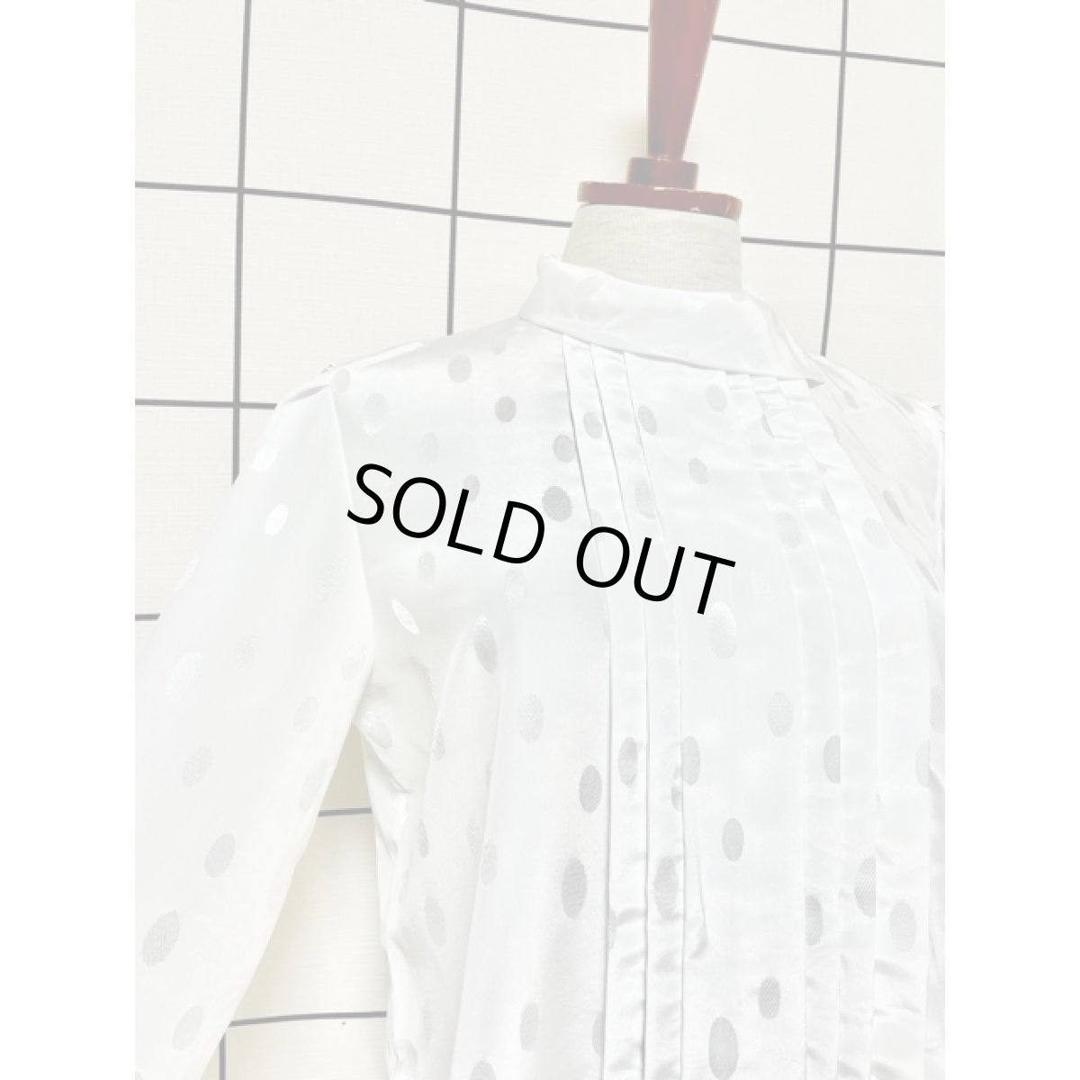 画像6: カナダ製 CANADA 楕円ドット織り ホワイト タック レトロ アメリカ古着 長袖 シャツ ヴィンテージブラウス (6)