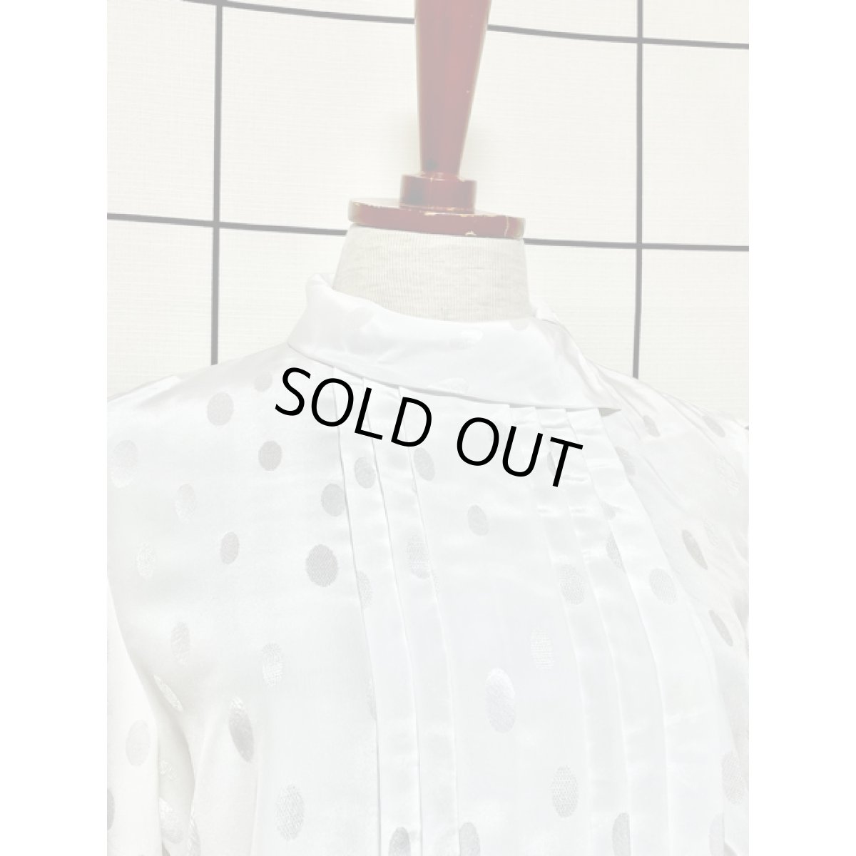 画像5: カナダ製 CANADA 楕円ドット織り ホワイト タック レトロ アメリカ古着 長袖 シャツ ヴィンテージブラウス (5)