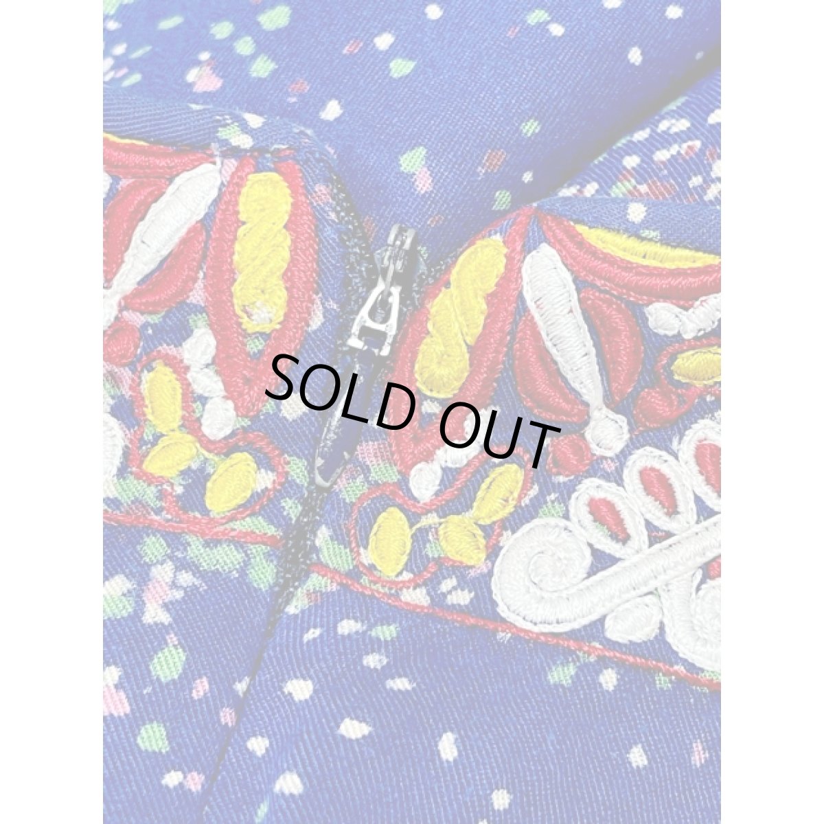 画像14: カラフル刺繍 ブルー フォークロア レトロ アメリカ古着 ヴィンテージロングワンピース (14)