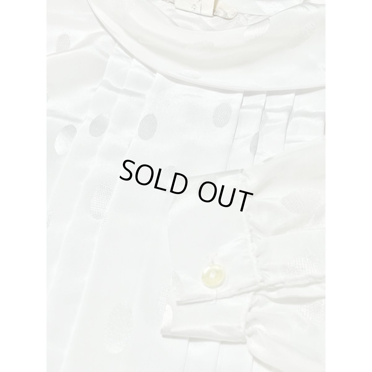 画像11: カナダ製 CANADA 楕円ドット織り ホワイト タック レトロ アメリカ古着 長袖 シャツ ヴィンテージブラウス (11)