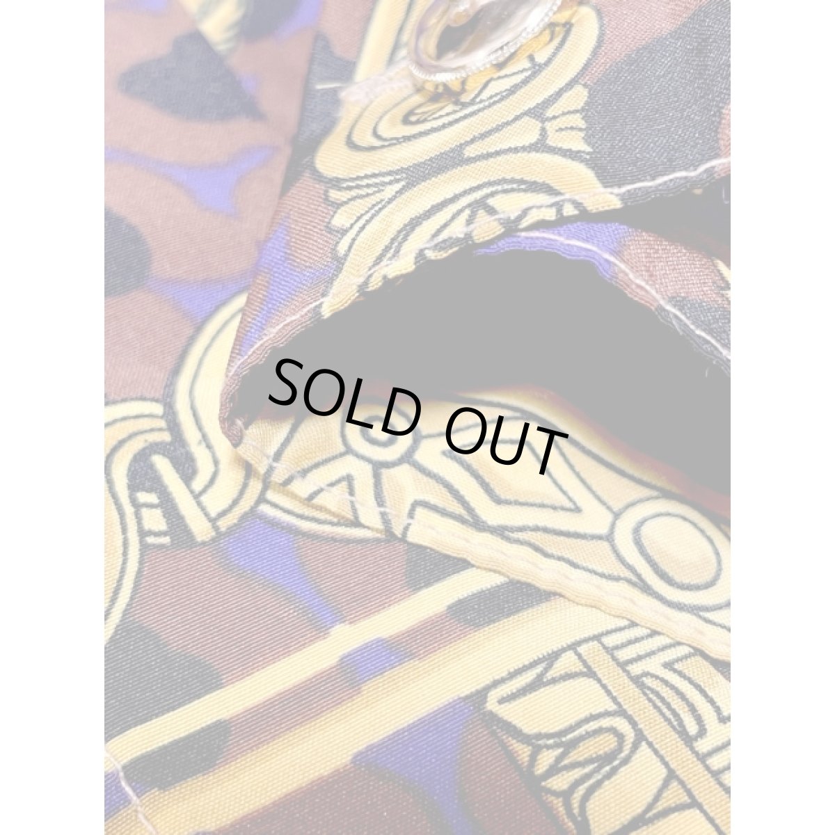 画像14: スカーフ柄 アシンメトリー襟 シャツ 長袖 アメリカ古着 レトロ ヴィンテージブラウス (14)