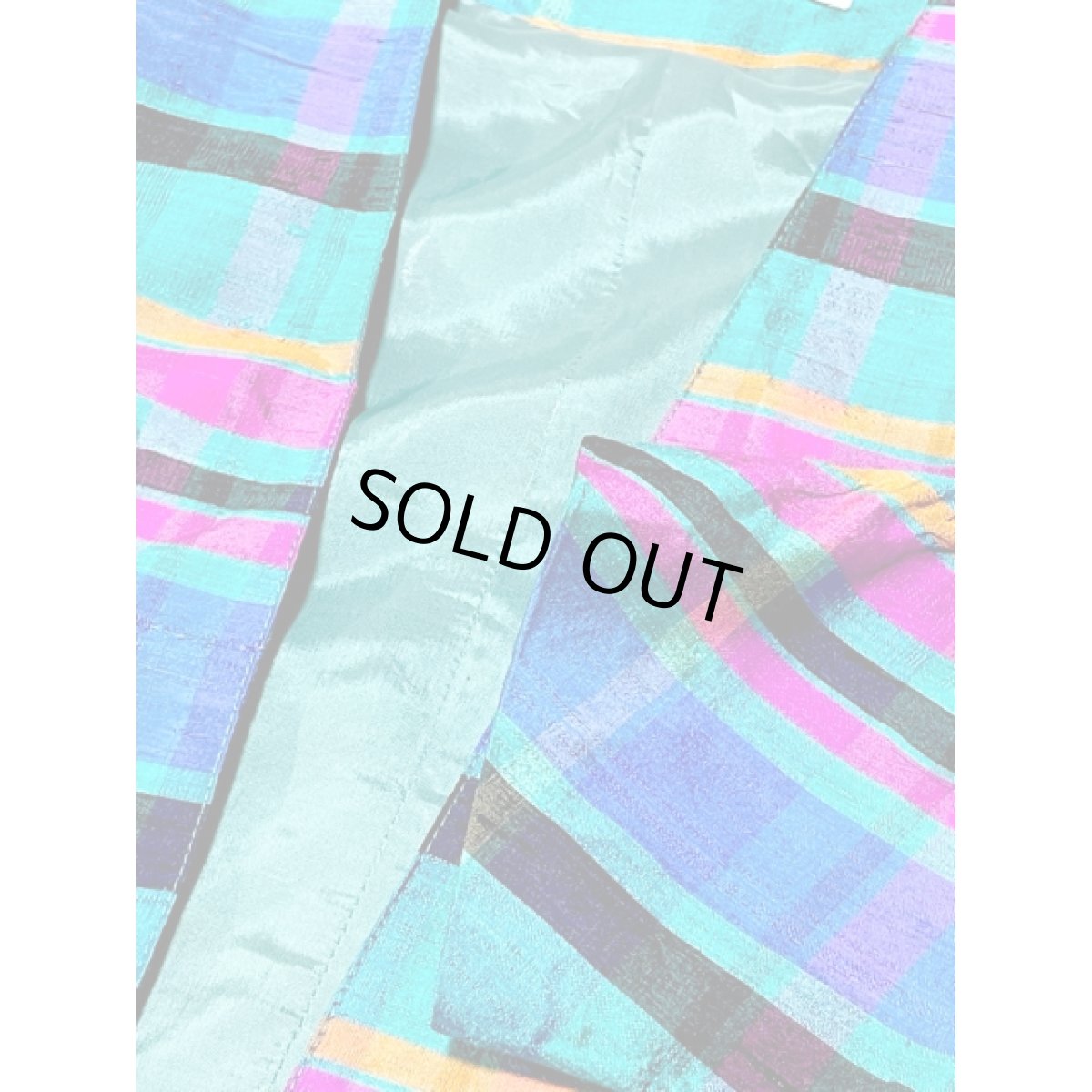 画像8: ショート丈 ノーカラー チェック柄 レトロ 古着 ヴィンテージジャケット (8)