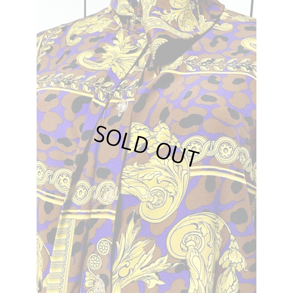 画像10: スカーフ柄 アシンメトリー襟 シャツ 長袖 アメリカ古着 レトロ ヴィンテージブラウス (10)