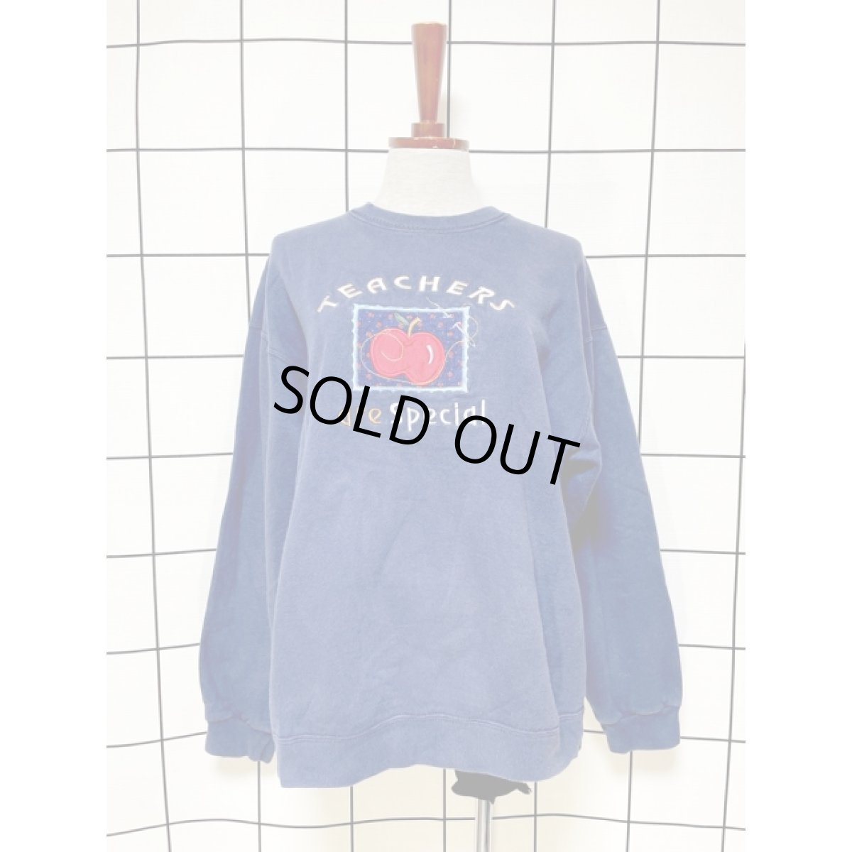 画像1: アップル 英字 刺繍 ネイビー レトロ Mexico 古着 ヴィンテージスウェット (1)