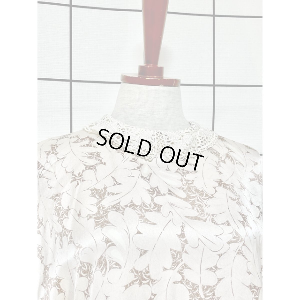 画像7: レース襟 後ろボタン レトロ シャツ 長袖 アメリカ古着 ヴィンテージブラウス (7)