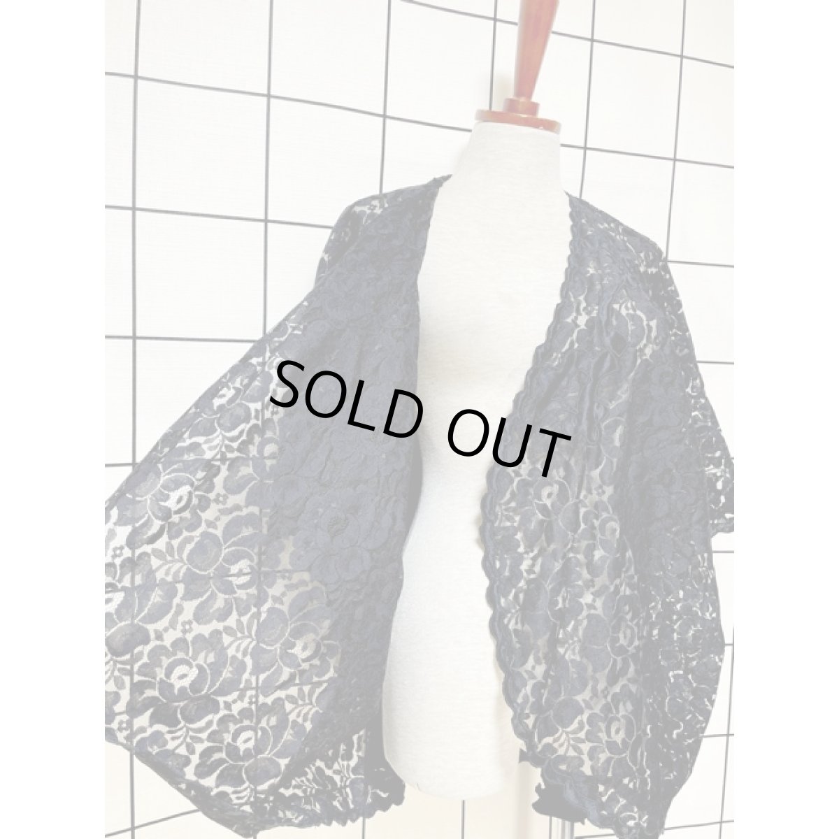 画像7: フラワーレース ブラック 羽織ってお洒落に決まる レトロ古着 ヴィンテージレーストップス (7)