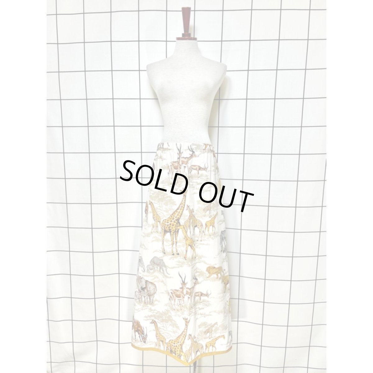 画像4: ライオン キリン ゾウ  アニマル柄 レトロ アメリカ古着 ヴィンテージロングスカート (4)