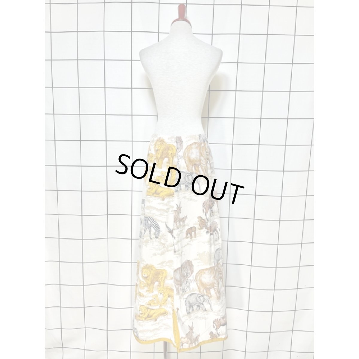 画像5: ライオン キリン ゾウ  アニマル柄 レトロ アメリカ古着 ヴィンテージロングスカート (5)