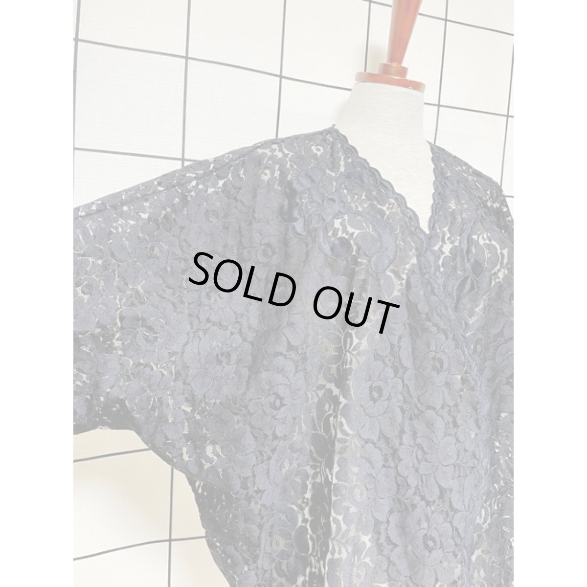 画像6: フラワーレース ブラック 羽織ってお洒落に決まる レトロ古着 ヴィンテージレーストップス (6)