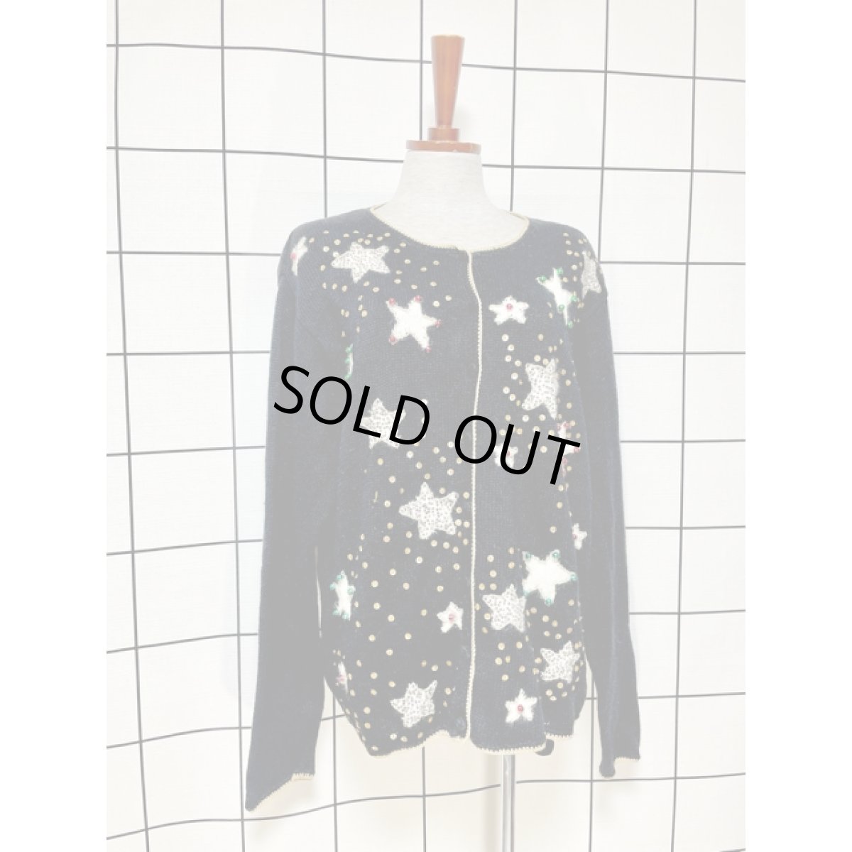 画像3: スパンコール装飾 スター ブラック レトロ アメリカ古着 ヴィンテージ ニットカーディガン (3)