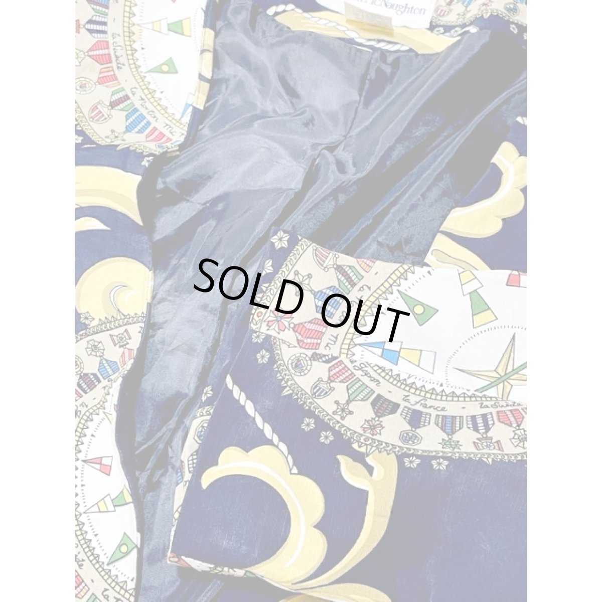 画像9: スカーフ柄 ネイビー シングルボタン レトロ アメリカ古着 ヴィンテージジャケット (9)