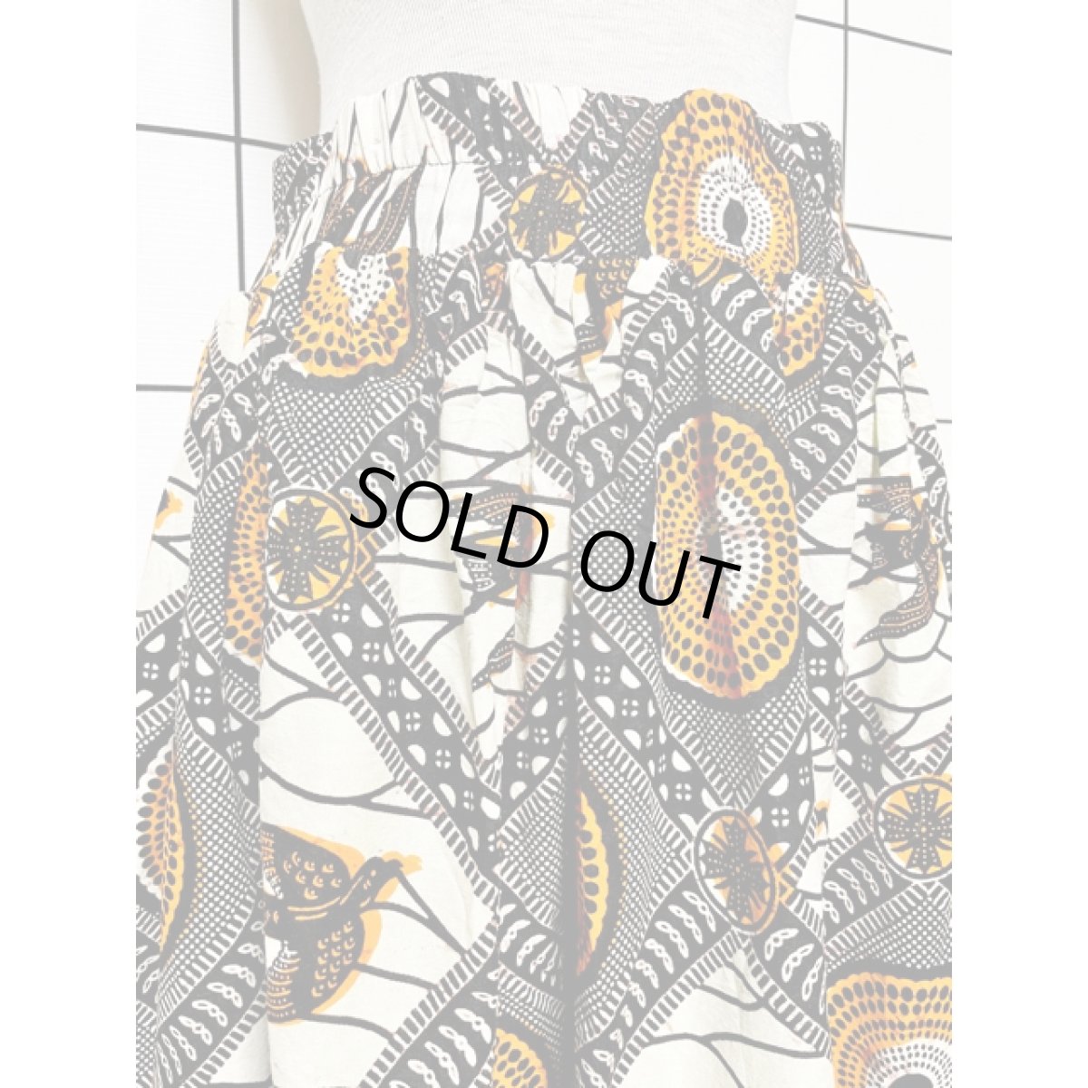 画像2: アフリカンバティック Africanbatik 鳥柄 ウエストゴム レトロ アメリカ古着 ヴィンテージロングスカート (2)