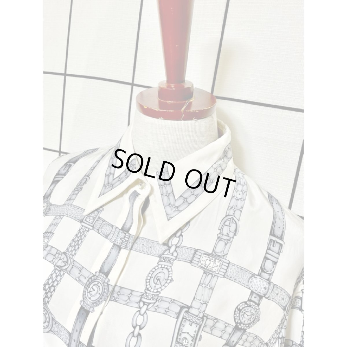 画像4: スカーフ柄 シャツ アメリカ古着 レトロ ヴィンテージブラウス (4)