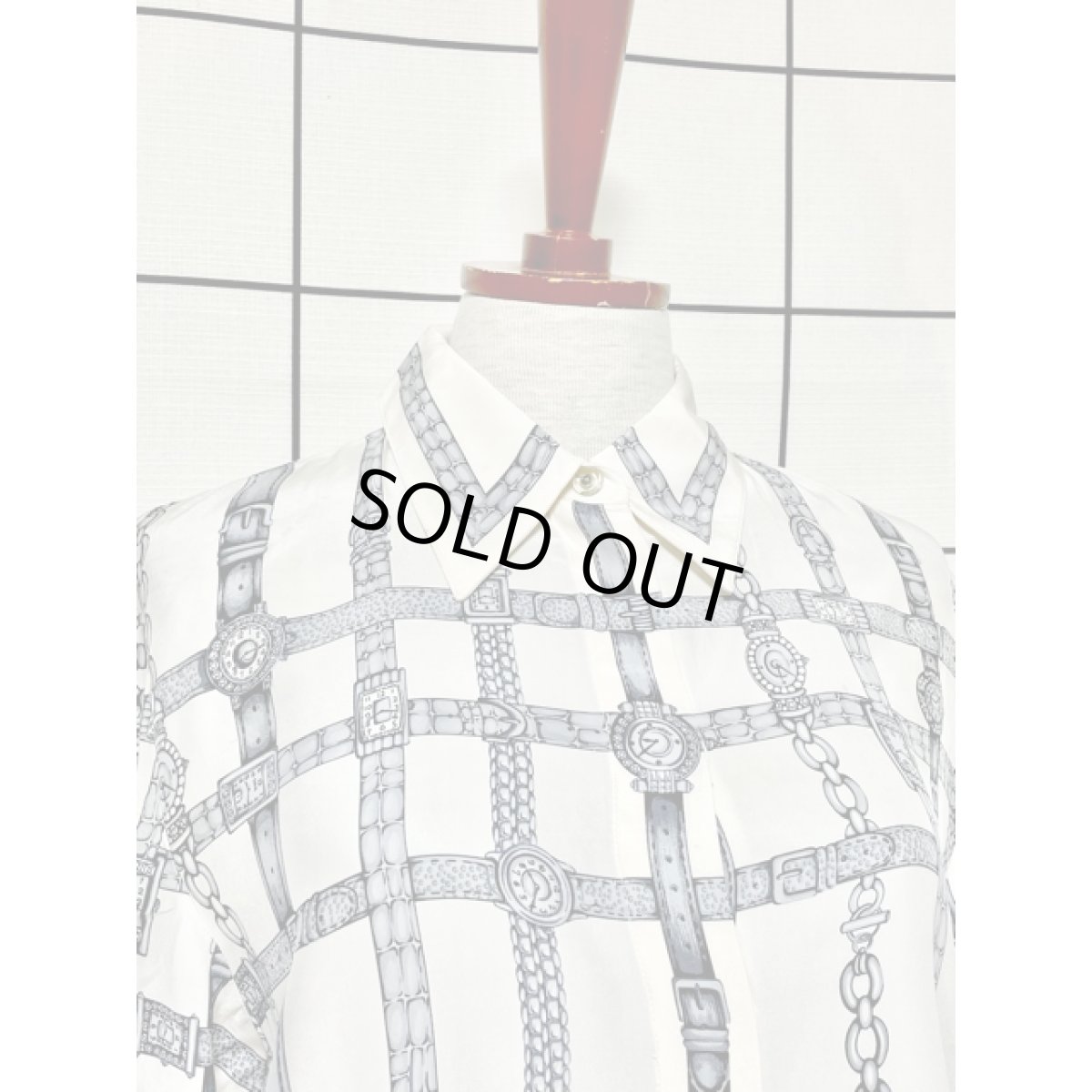 画像5: スカーフ柄 シャツ アメリカ古着 レトロ ヴィンテージブラウス (5)