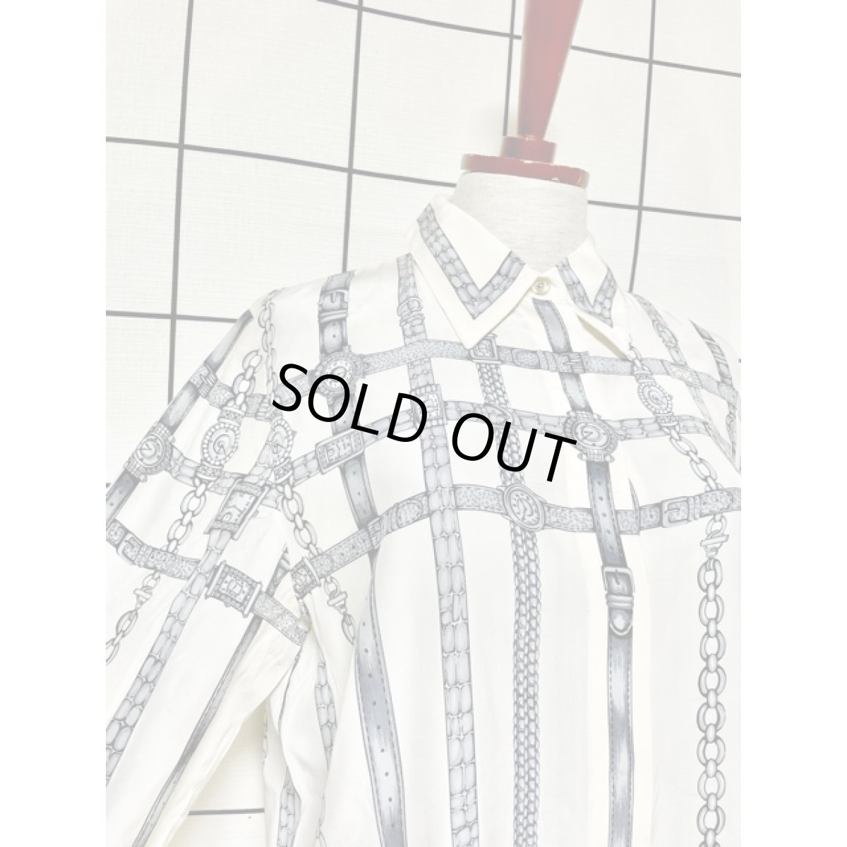 画像6: スカーフ柄 シャツ アメリカ古着 レトロ ヴィンテージブラウス (6)