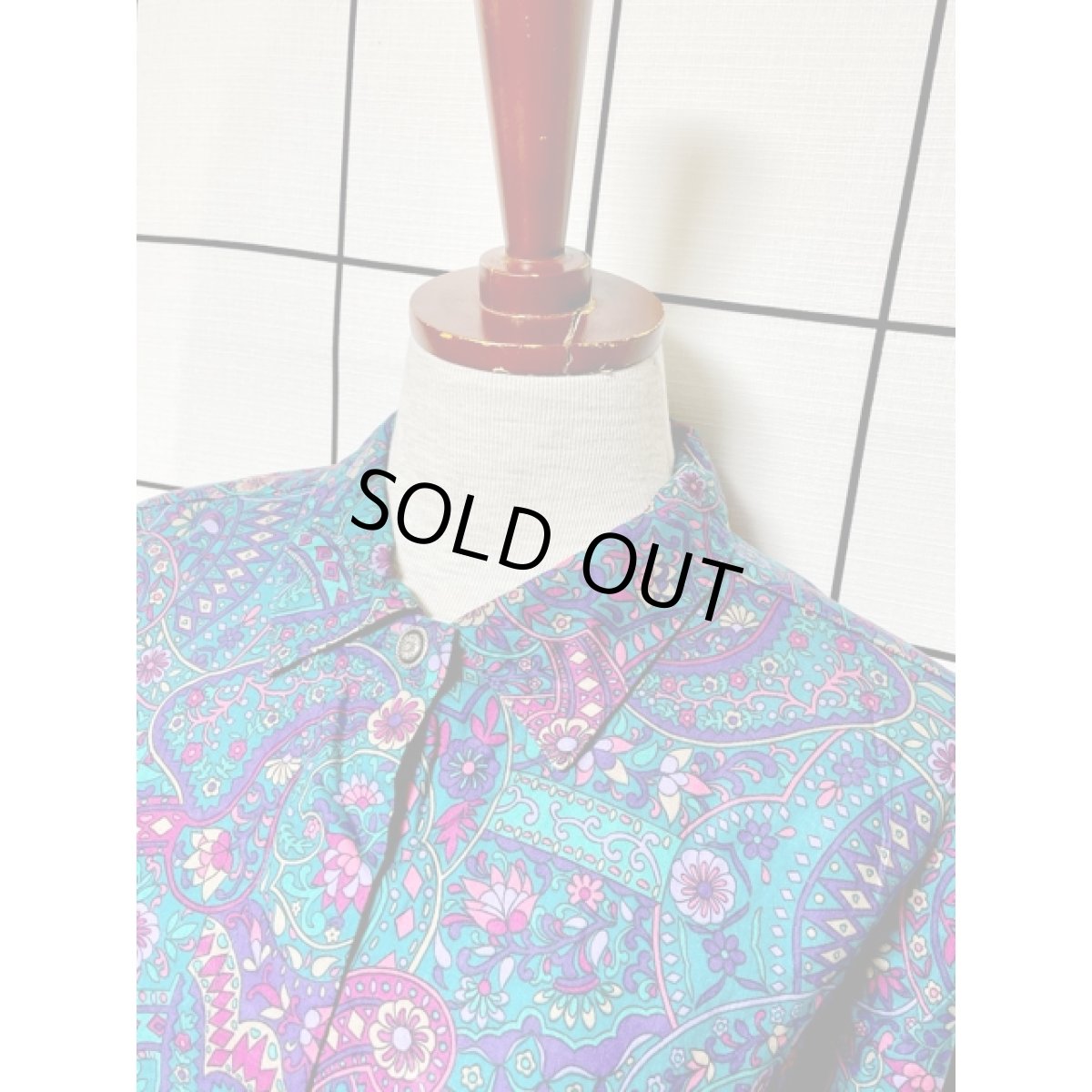 画像4: レトロサイケ 花柄 アメリカ古着 長袖 シャツ ヴィンテージブラウス (4)