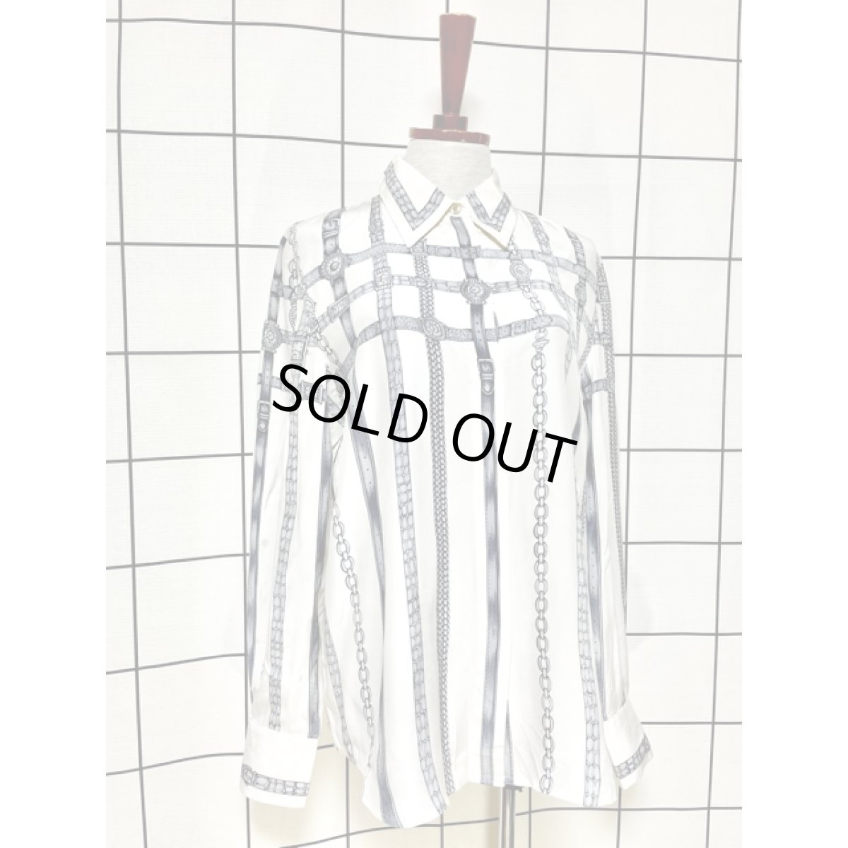 画像3: スカーフ柄 シャツ アメリカ古着 レトロ ヴィンテージブラウス (3)