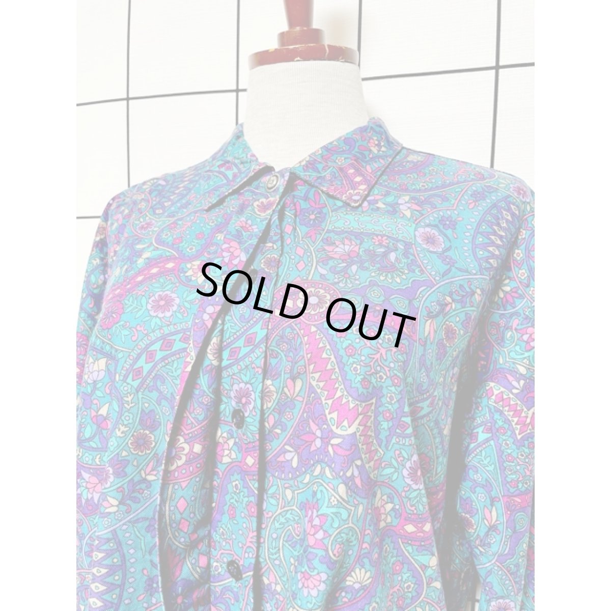 画像8: レトロサイケ 花柄 アメリカ古着 長袖 シャツ ヴィンテージブラウス (8)