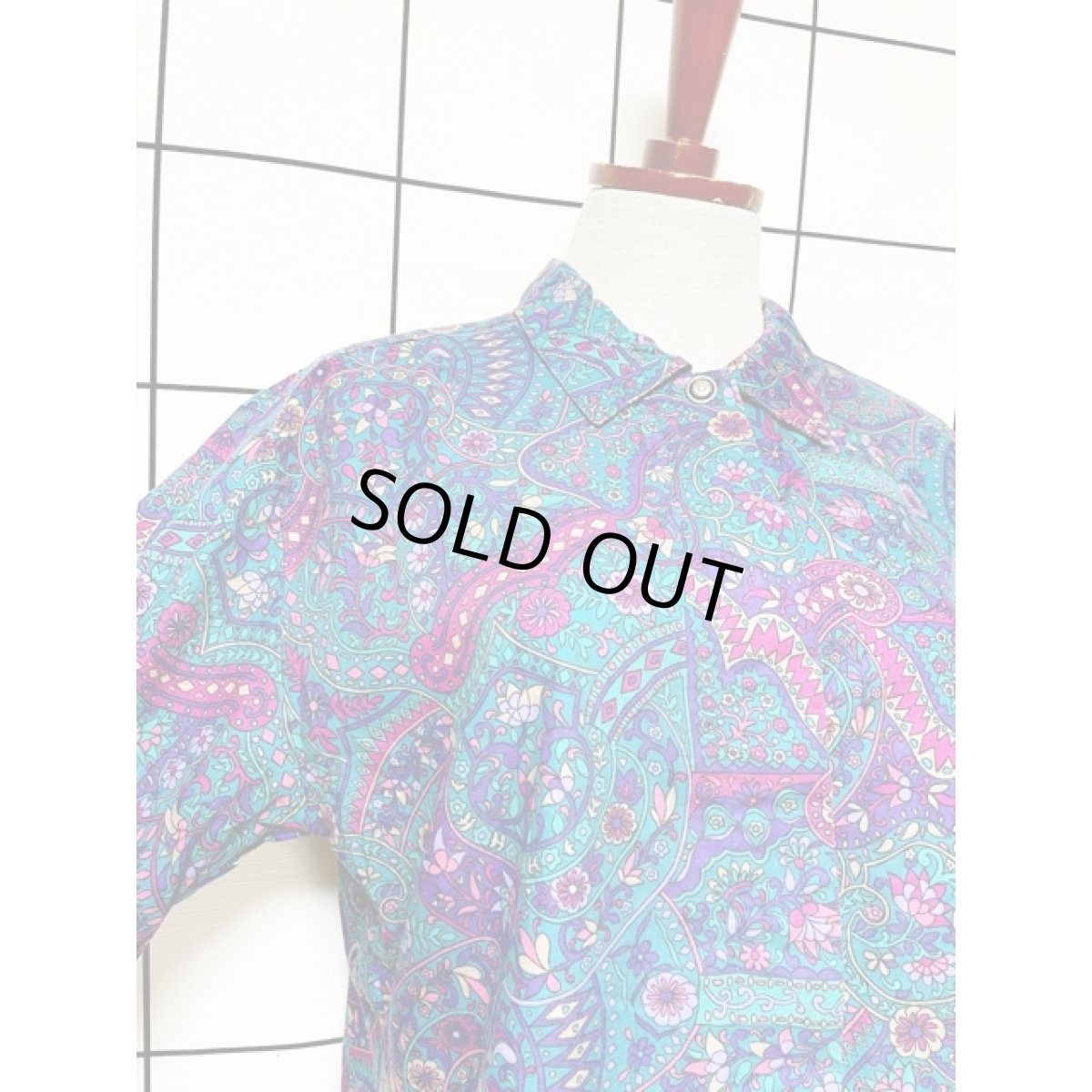 画像6: レトロサイケ 花柄 アメリカ古着 長袖 シャツ ヴィンテージブラウス (6)