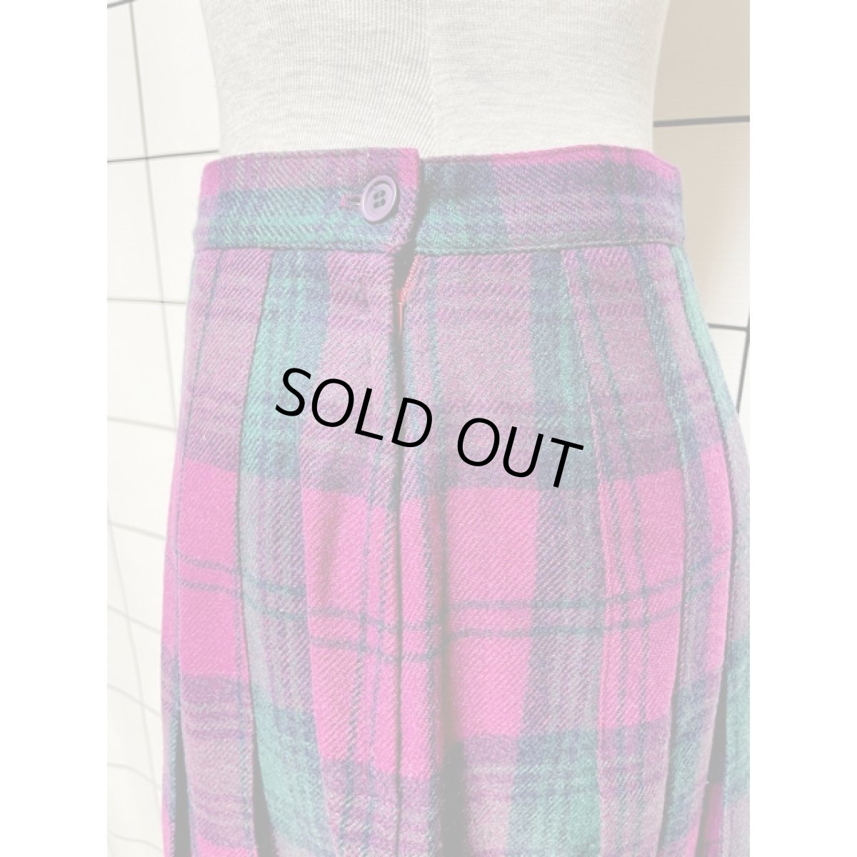 画像5: チェック柄 ウール混紡 レトロ アメリカ古着 ヴィンテージスカート (5)