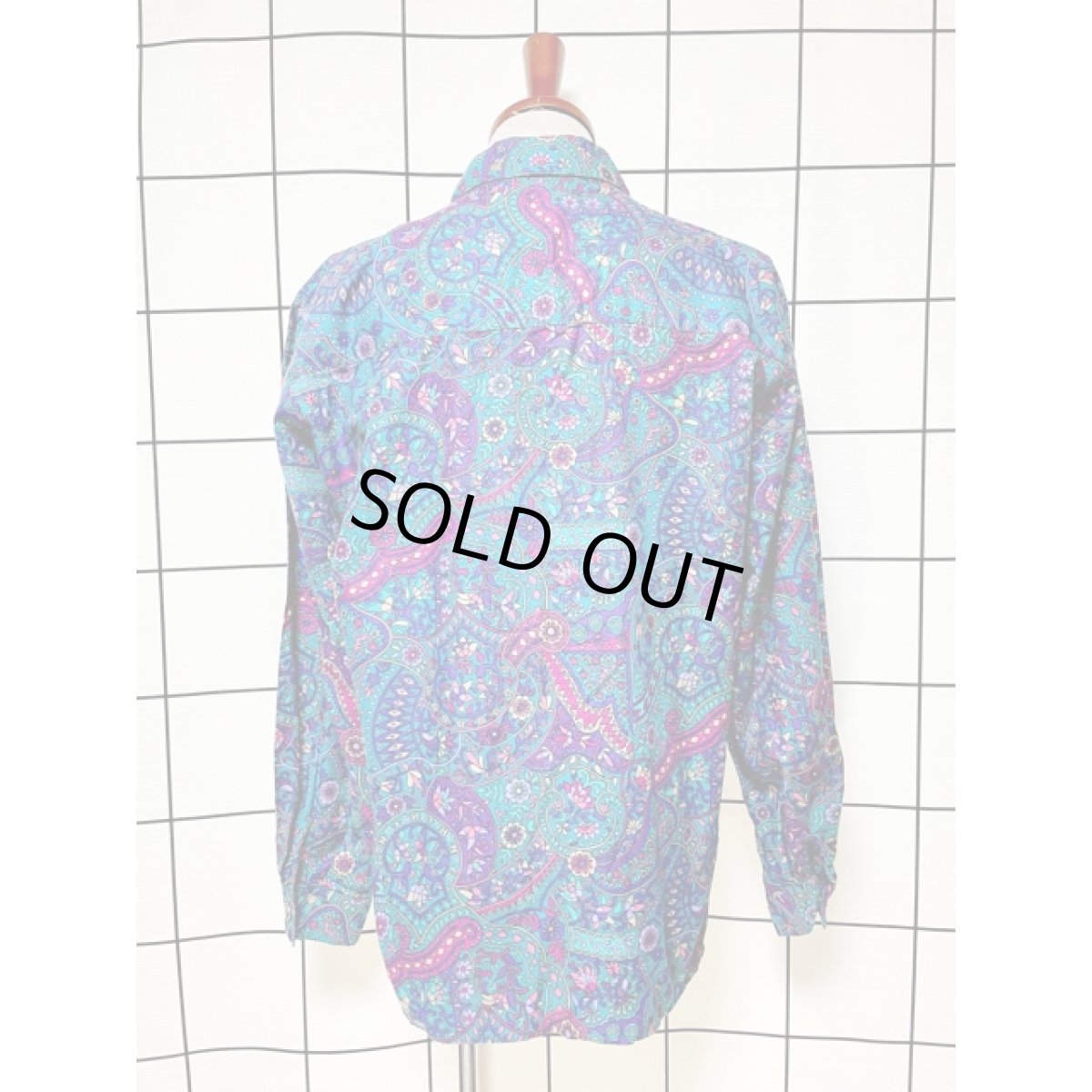 画像2: レトロサイケ 花柄 アメリカ古着 長袖 シャツ ヴィンテージブラウス (2)