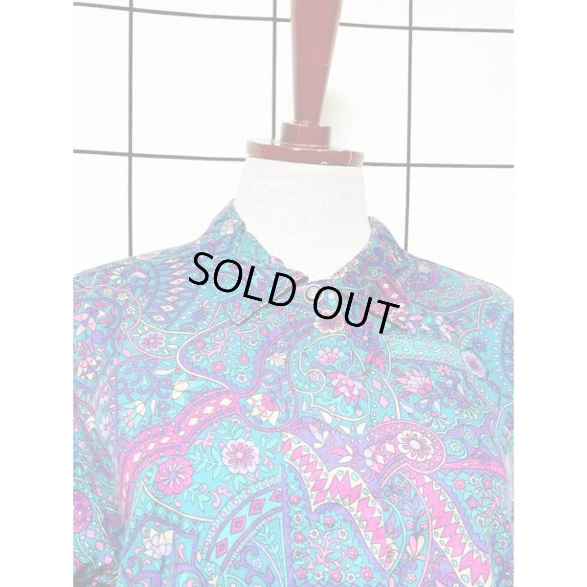 画像5: レトロサイケ 花柄 アメリカ古着 長袖 シャツ ヴィンテージブラウス (5)