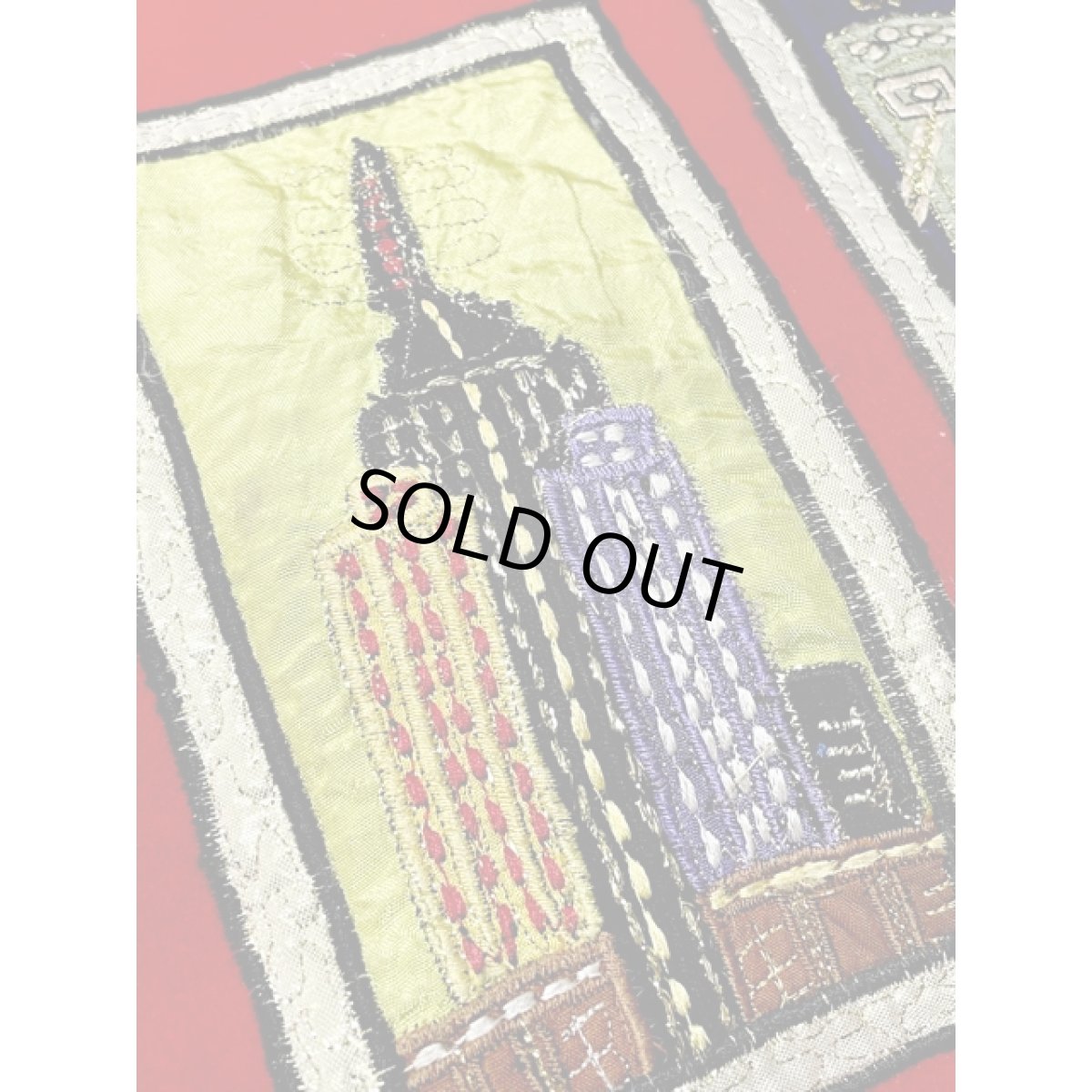 画像14: 風景模様パッチ 織り模様 レッド ブラック レトロ India古着 ヴィンテージコート (14)