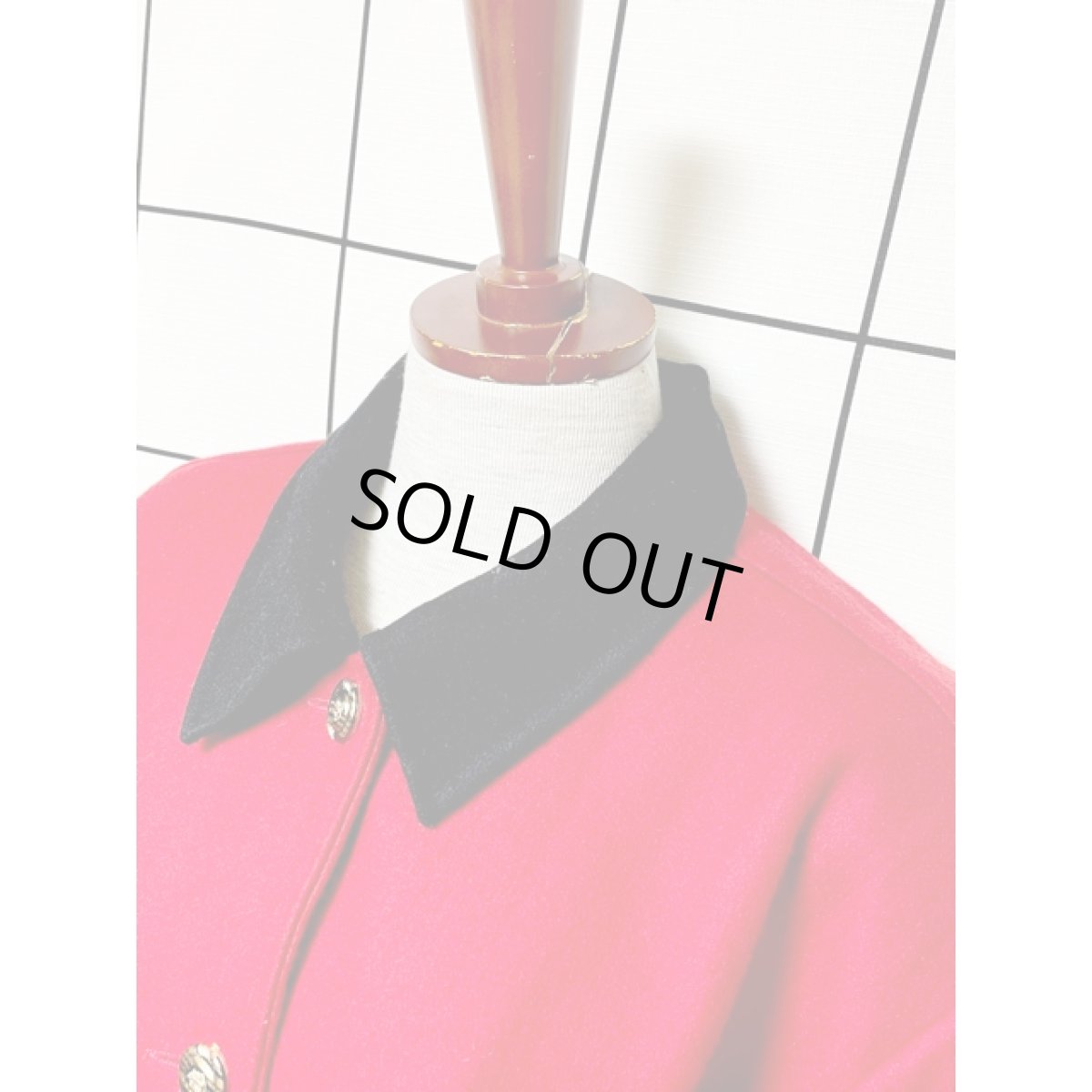 画像6: 風景模様パッチ 織り模様 レッド ブラック レトロ India古着 ヴィンテージコート (6)