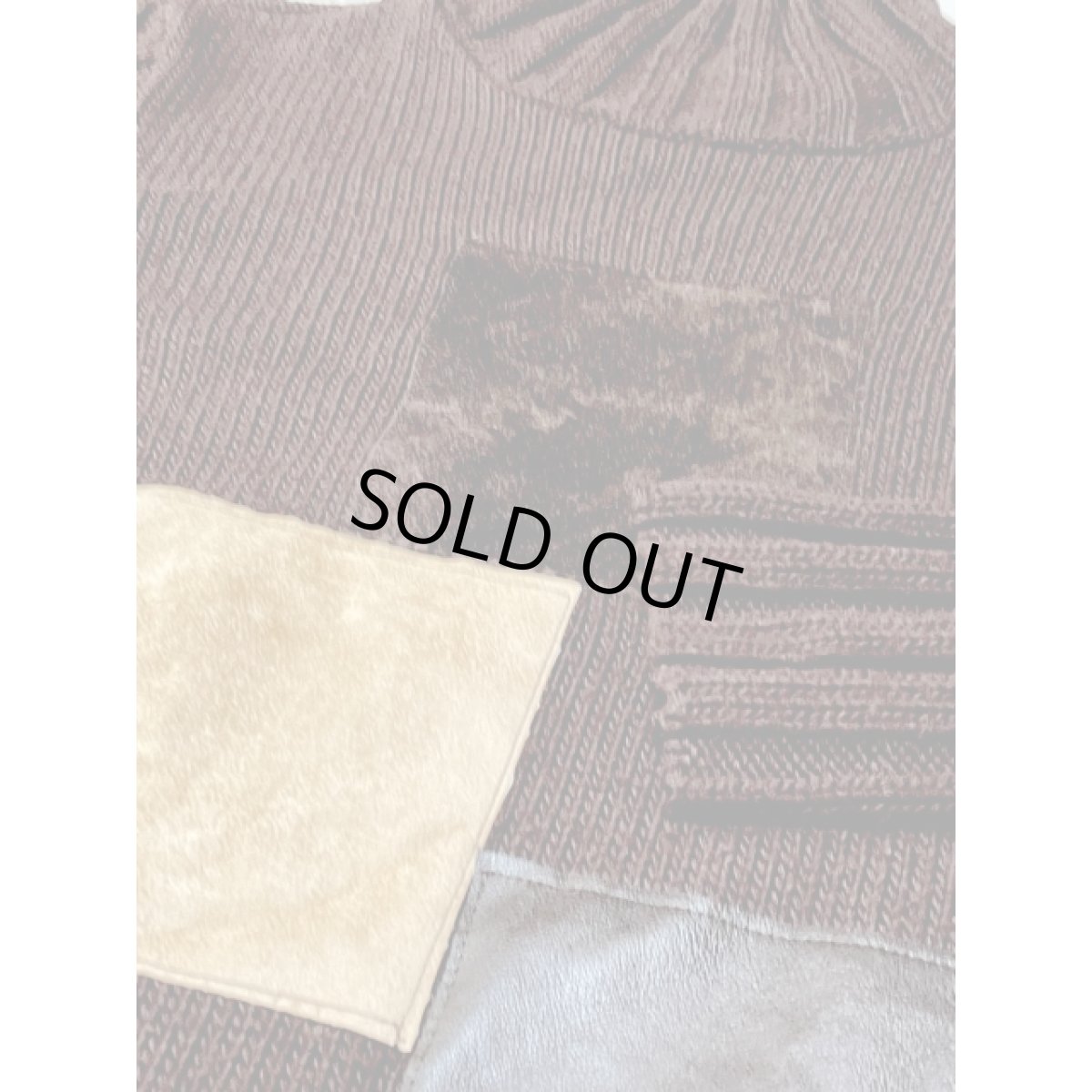 画像8: Italy製 3種のフェイクレザー ハイネック ブラウン ヨーロッパ古着 ヴィンテージニットセーター (8)