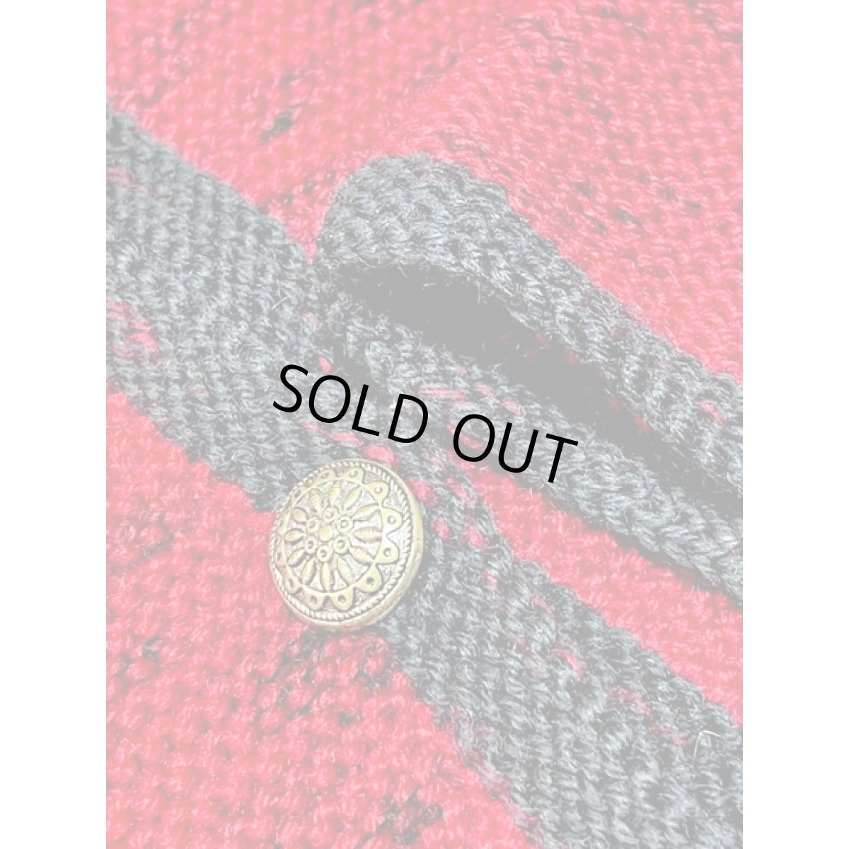 画像9: レッド ネイビー レトロ ヨーロッパ古着 ヴィンテージニットカーディガン (9)